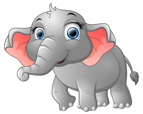 Lindo elefante feliz de dibujos animados — Vector de stock