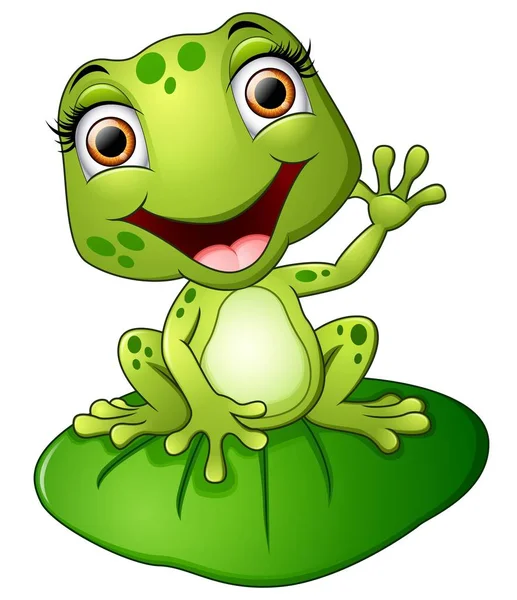 Kreslený žába sedící na listu — Stockový vektor