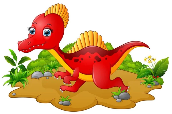 Tecknad röd spinosaurus — Stock vektor