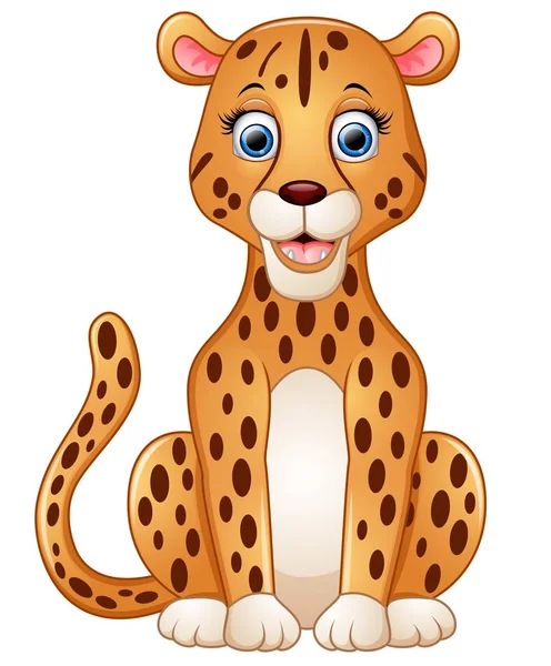 Feliz leopardo cartoon sentado —  Vetores de Stock