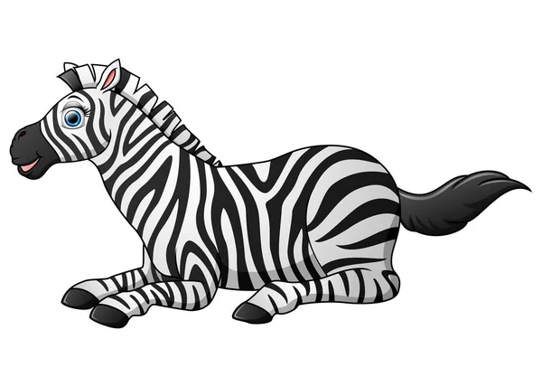 Mutlu zebra karikatür uzan — Stok Vektör