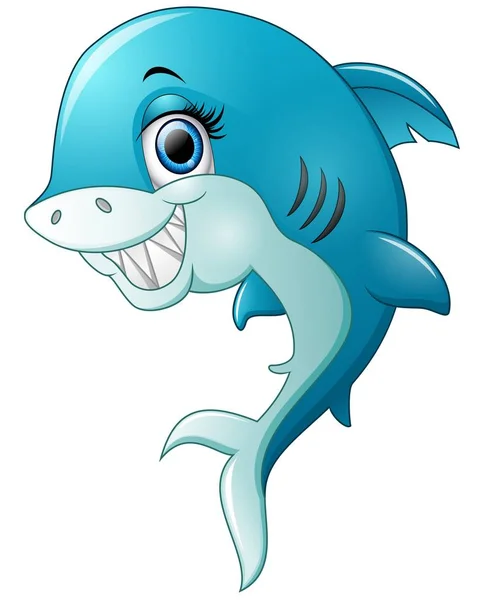 Happy shark dessin animé isolé sur fond blanc — Image vectorielle