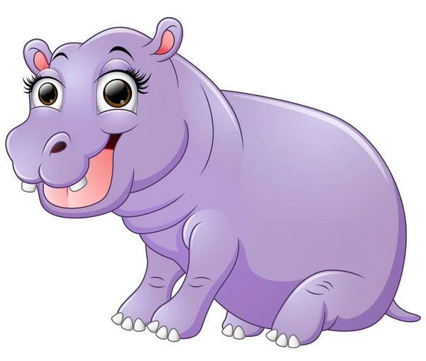 Happy hippo kreskówka siedzący — Wektor stockowy