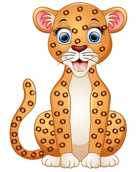 Счастливый сидячий леопард — стоковый вектор