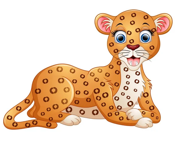 Щасливий леопард мультфільм лежав — стоковий вектор