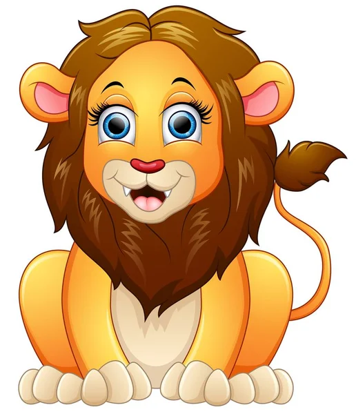 Cartoon šťastný Lev sedící — Stockový vektor
