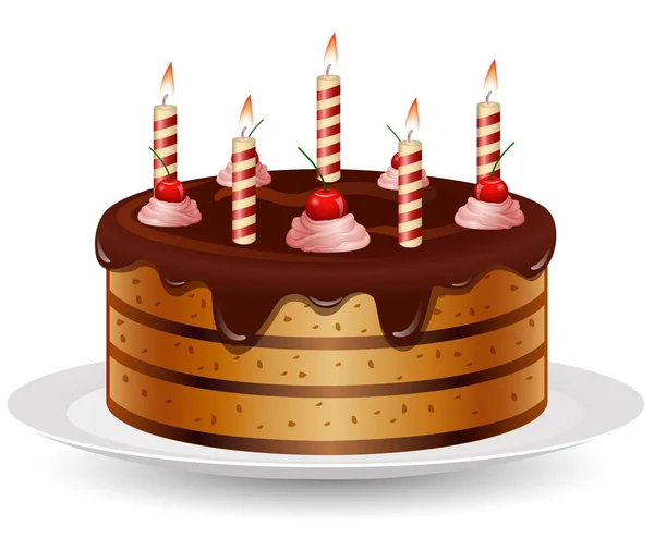 Dibujos animados pastel de cumpleaños — Vector de stock