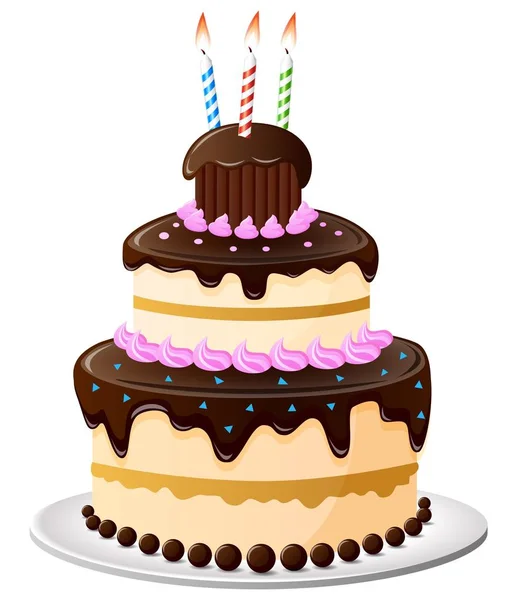 Dibujos animados pastel de cumpleaños — Vector de stock