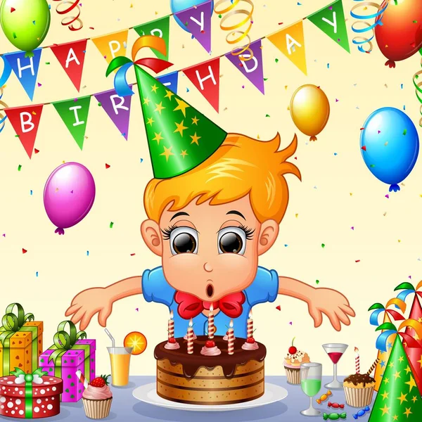 Gelukkig kind vieren verjaardag — Stockvector