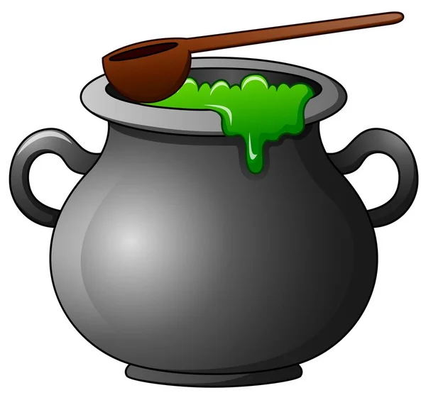 Witch cauldron cartoon — Stock Vector
