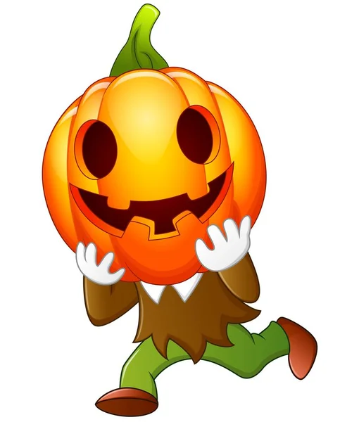 Happy kid wearing pumpkin costume — Stock Vector