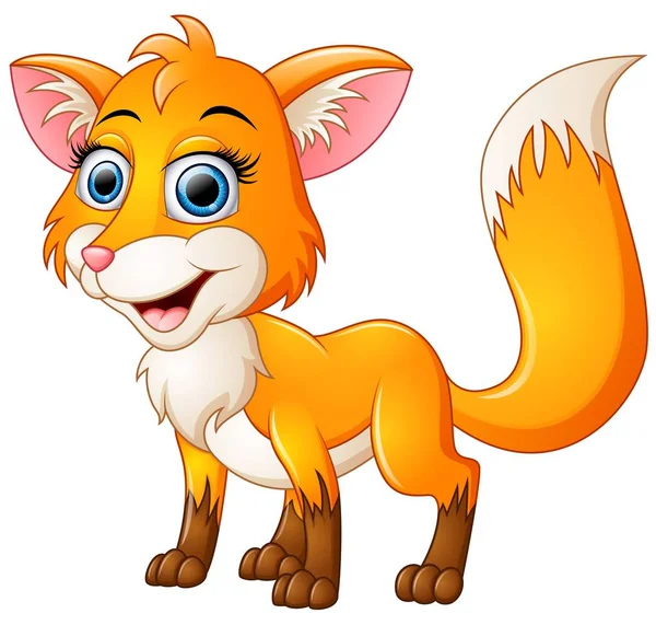 Happy fox cartoon isolated on white background — Stock Vector