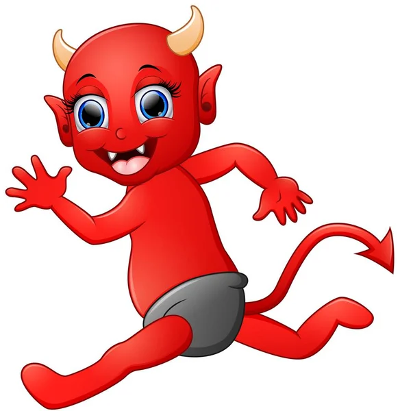 Caricature du diable rouge courir — Image vectorielle