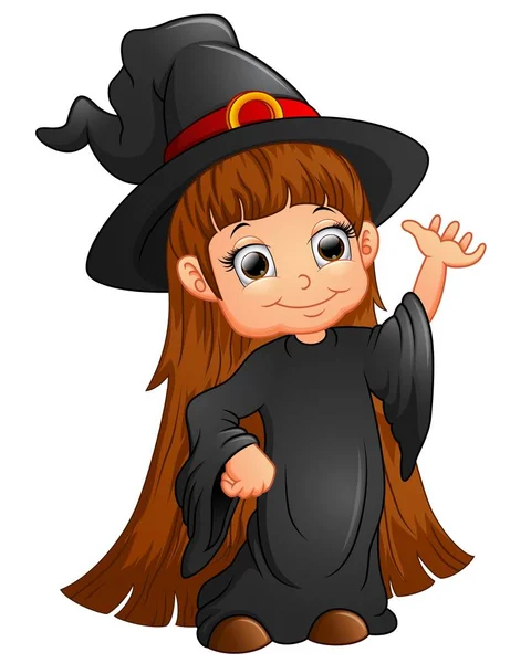 Boldog kis boszorkány bemutató — Stock Vector