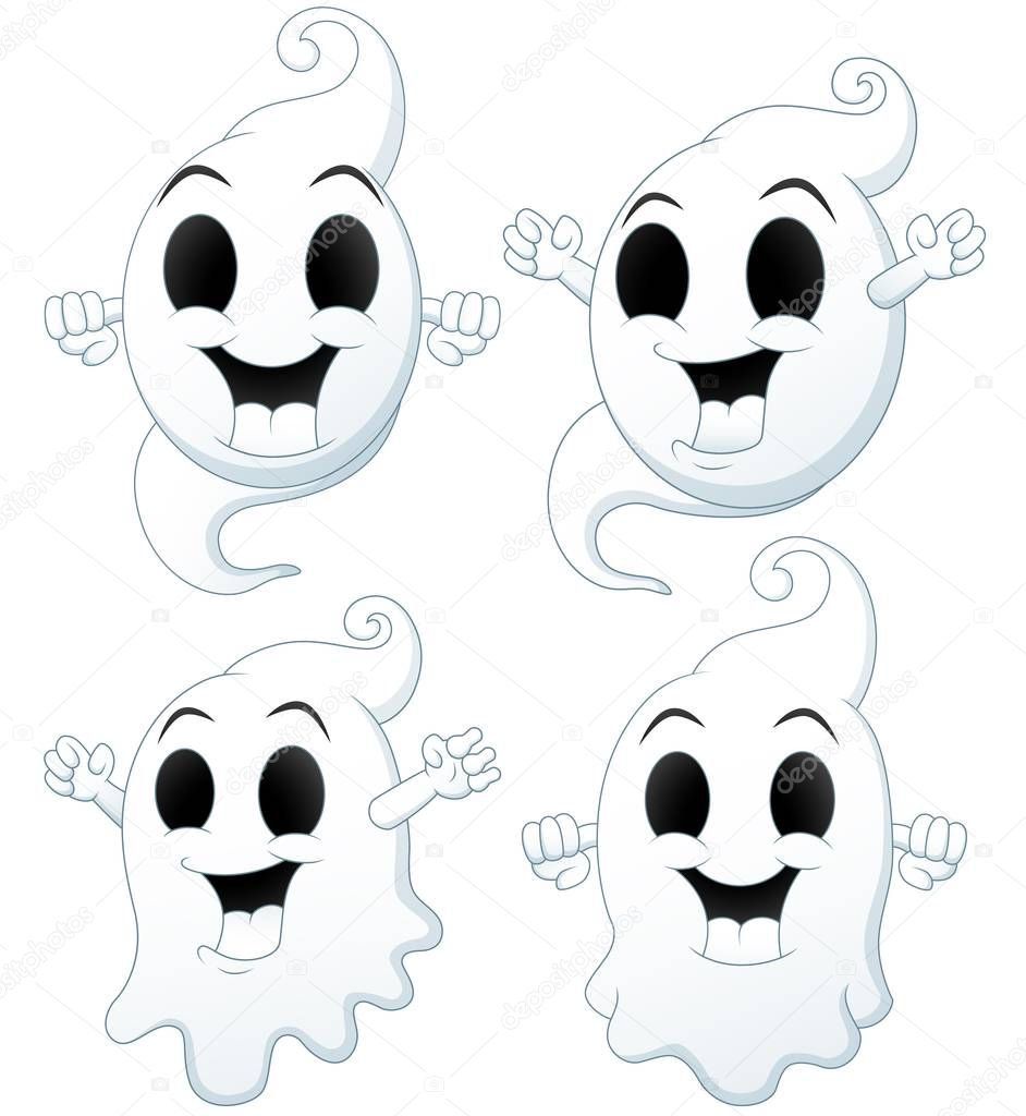 Set of Halloween ghost cartoon