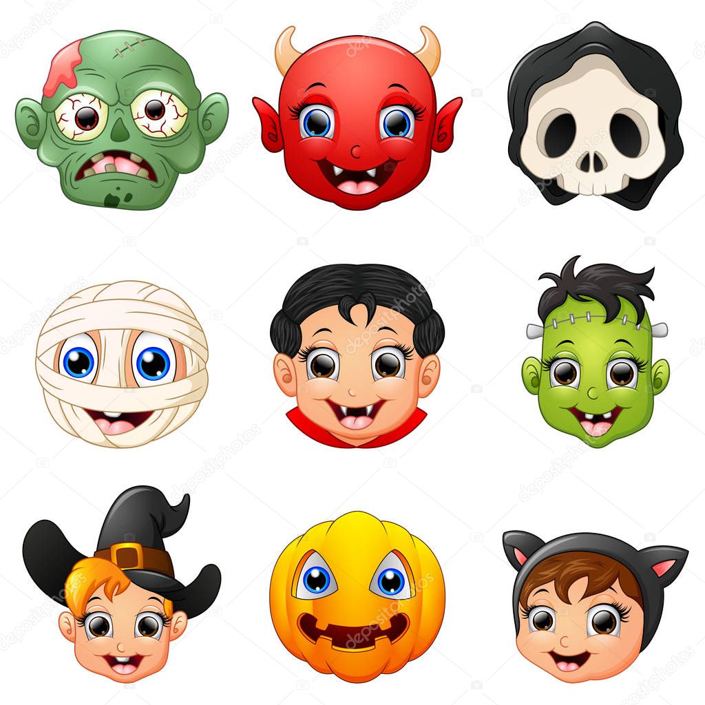 Halloween character face set