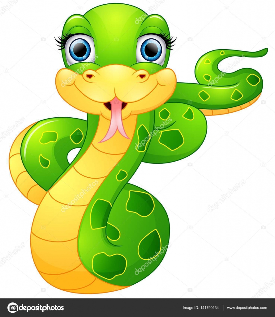 Feliz desenho animado cobra verde — Vetor de Stock © dualoro #141790134