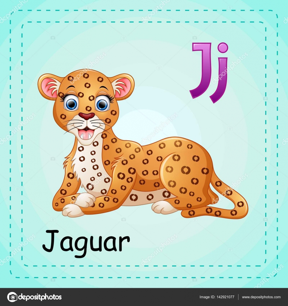 Alfabeto de los animales: J es para Jaguar Imagen Vectorial de