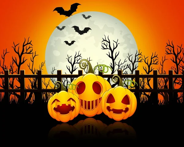 Halloween sfondo con zucche felici — Vettoriale Stock
