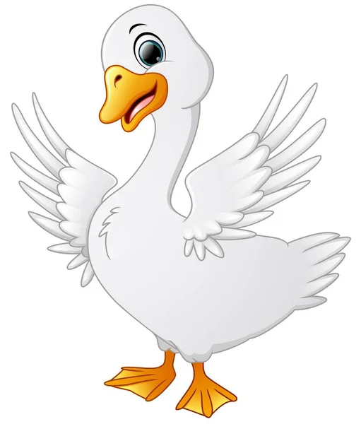 手を振ってかわいい漫画白鳥 — ストックベクタ