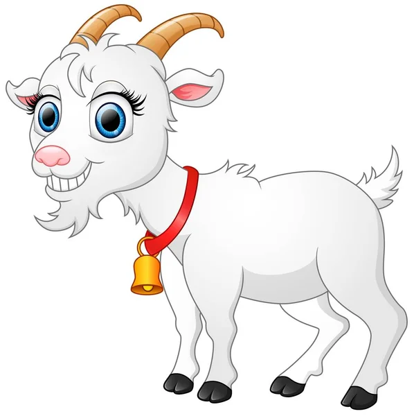 Mignon dessin animé de chèvre blanche — Image vectorielle