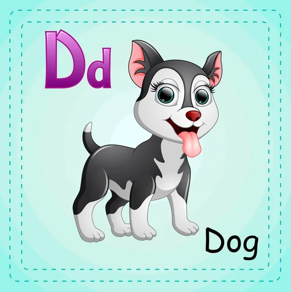 Állatok ábécé: D az a kutyák — Stock Vector