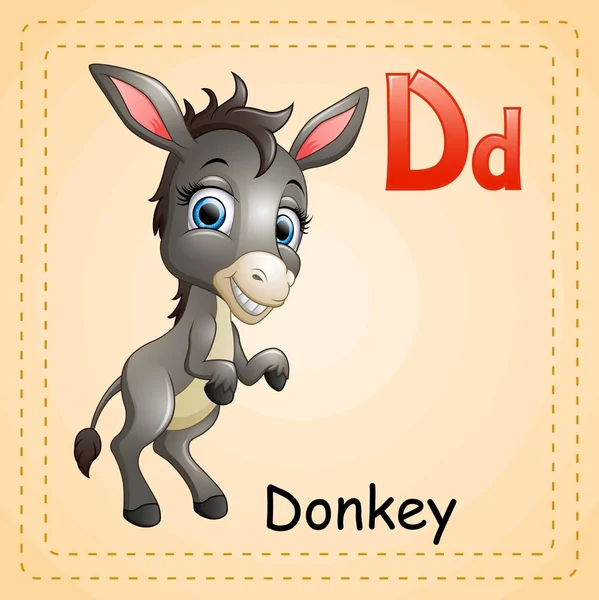 Dieren alfabet: D is voor Donkey — Stockvector