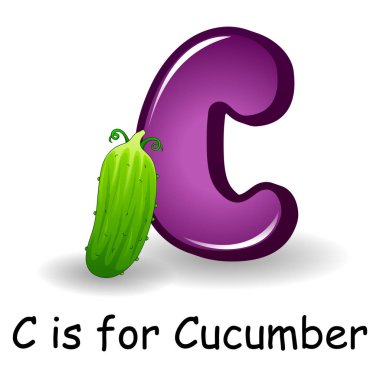 Vegetables alphabet: C is for Cucumber clipart