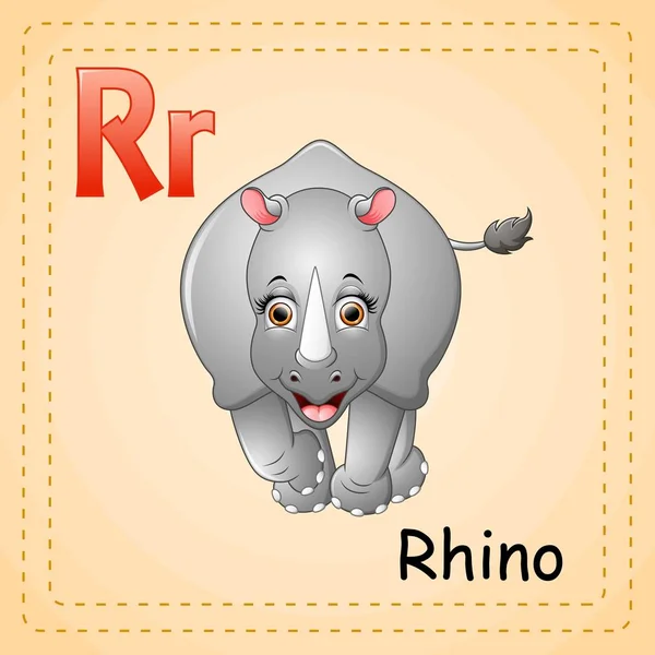 Αλφάβητο ζώων: R είναι για το Rhino — Διανυσματικό Αρχείο