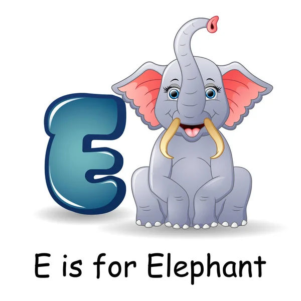 Αλφάβητο ζώων: Ε είναι για ελέφαντες — Διανυσματικό Αρχείο