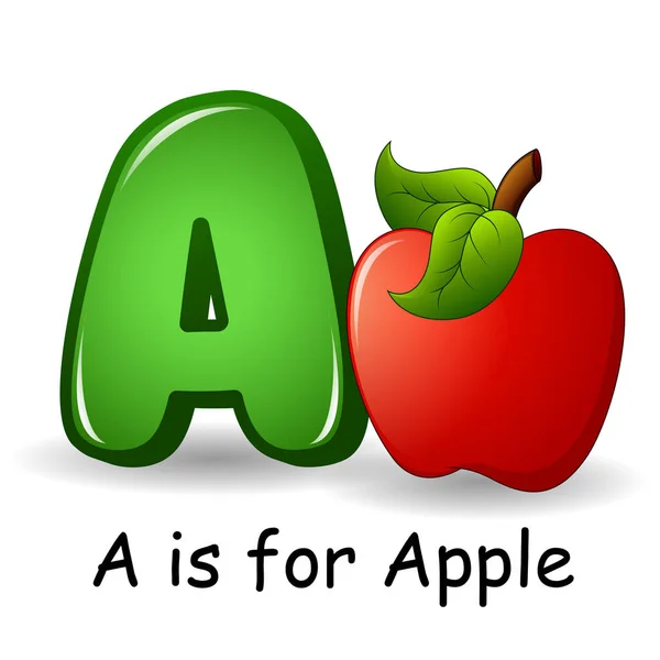 Alphabet de fruits : A est pour les fruits de pomme — Image vectorielle