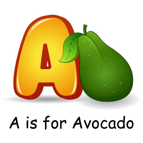 Alphabet Fruits : A pour Avocat Fruits — Image vectorielle