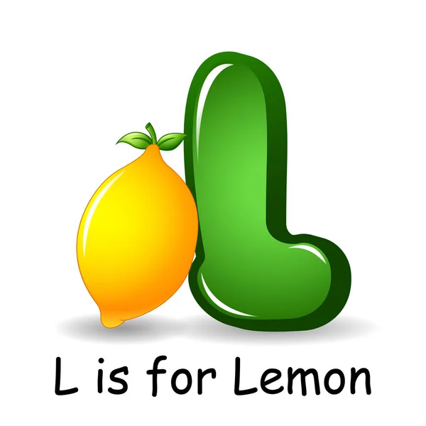 Alphabet de fruits : L est pour Lemon — Image vectorielle