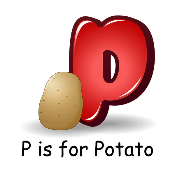 Alfabet warzyw: P jest dla ziemniaków — Wektor stockowy