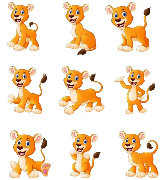 Ensemble de dessin animé Lion collection — Image vectorielle