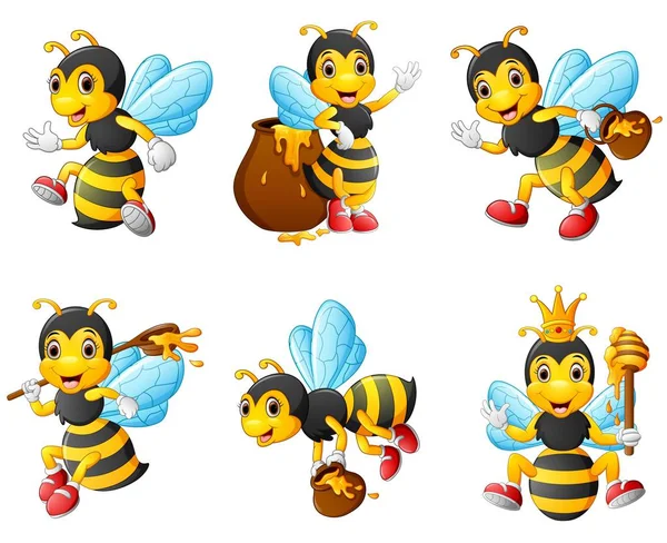 Colección de personajes de abejas — Archivo Imágenes Vectoriales