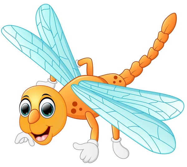 Bonito Dragonfly desenhos animados — Vetor de Stock