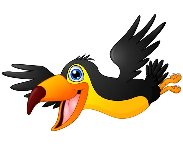可爱的巨嘴鸟鸟飞卡通 — 图库矢量图片