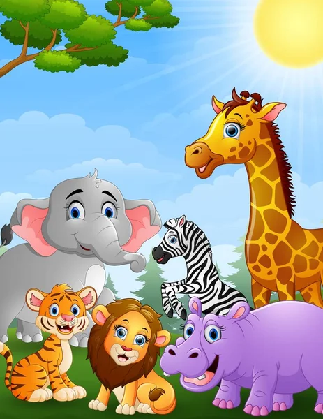 Dibujos animados animales safari — Archivo Imágenes Vectoriales