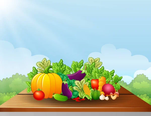 Čerstvá zelenina na obrázek tabulky — Stockový vektor