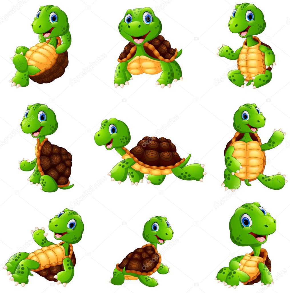 Happy turtle cartoon collection set