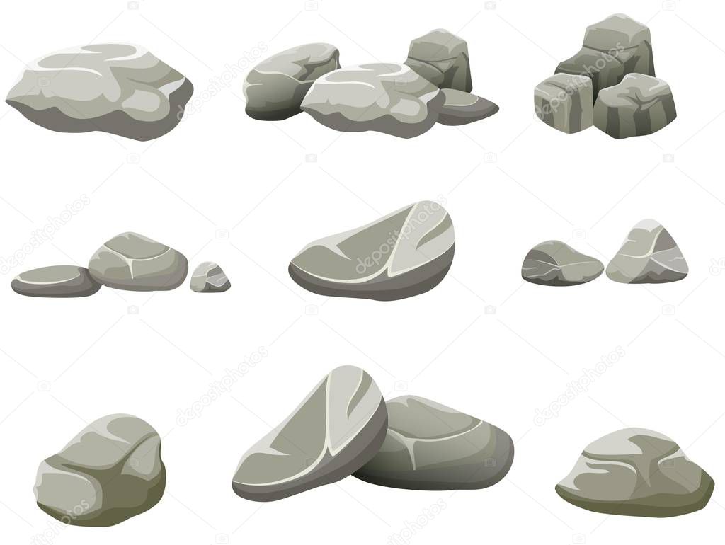 The rocks on a white background