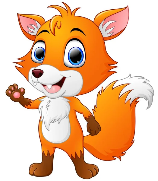 Cartoon fox zwaaien hand — Stockvector