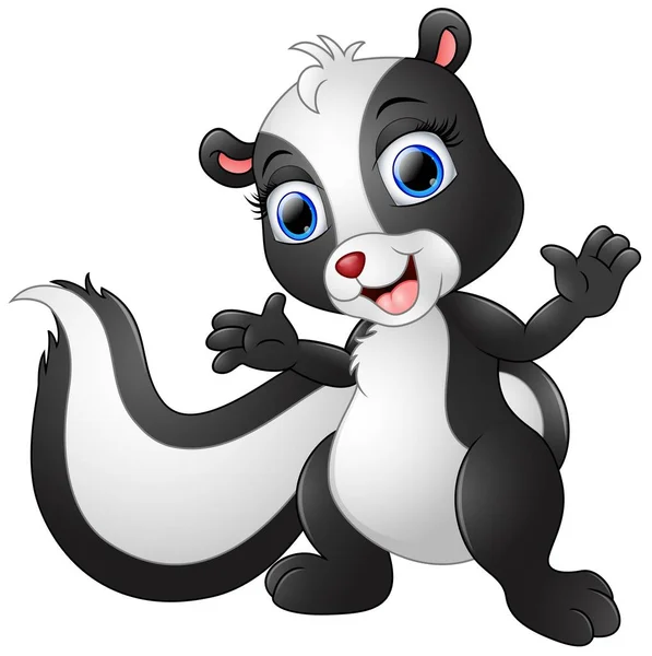 Cute skunk cartoon waving hand — Stock Vector