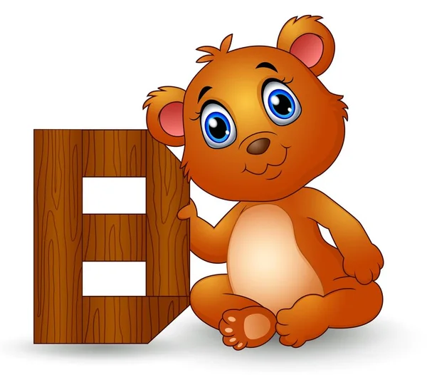 Alphabet b mit Bärenkarikatur — Stockvektor