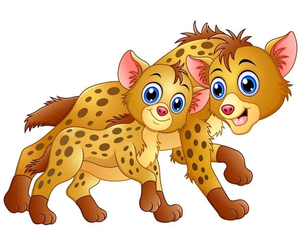 Szczęśliwy dorosły hieny i hiena cub — Wektor stockowy