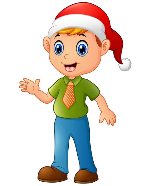 Cartoon Christmas Elf waving hands — Stock Vector