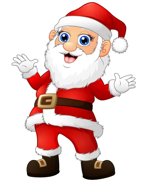 Happy Santa dessin animé agitant la main — Image vectorielle