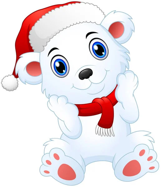 Bonito Natal urso polar desenhos animados —  Vetores de Stock