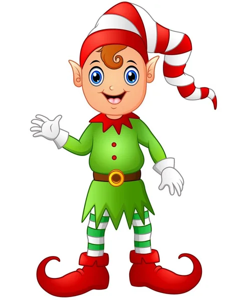 Navidad chico elfo dibujos animados — Vector de stock